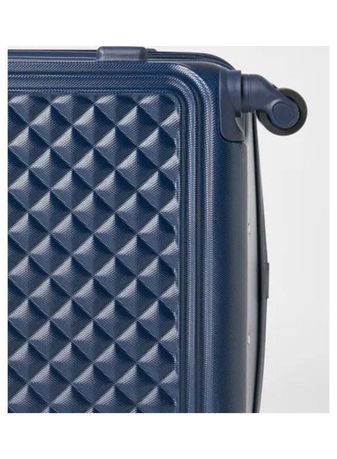 PARTNER - 3-Piece Textured Checkered Luggage Trolley Set Blue - Image 1