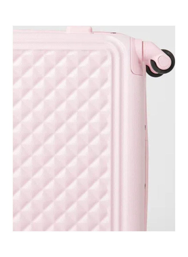 PARTNER - 3-Piece Textured Checkered Luggage Trolley Set Pink - Image 1