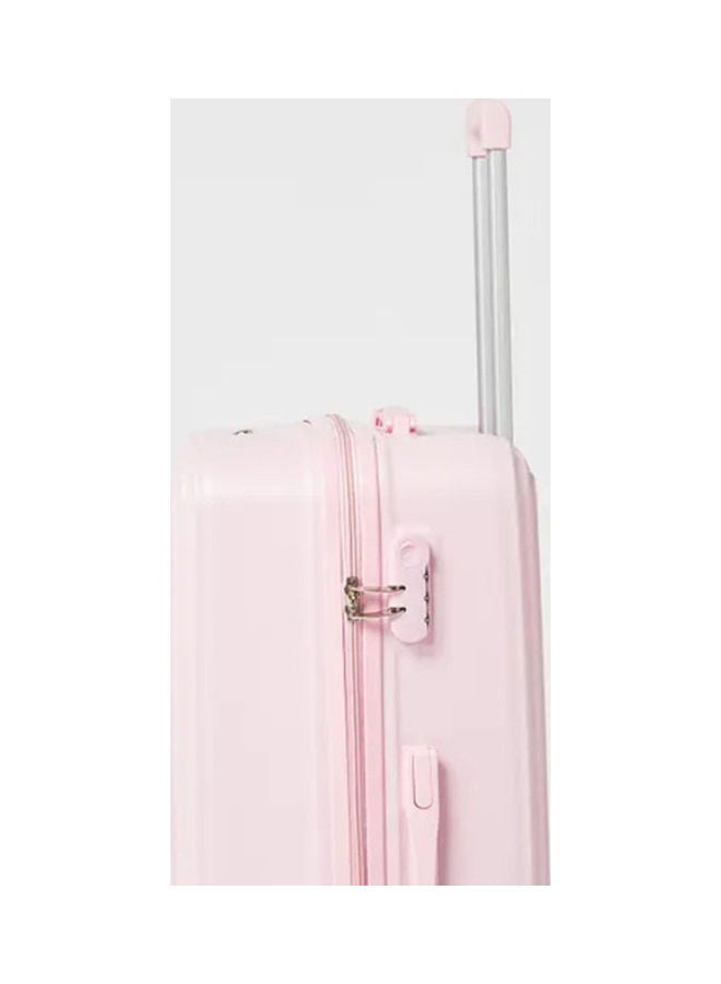 PARTNER - 3-Piece Textured Checkered Luggage Trolley Set Pink - Image 1