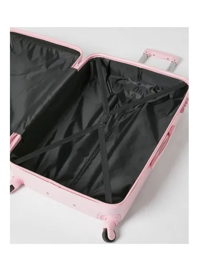 PARTNER - 3-Piece Textured Checkered Luggage Trolley Set Pink - Image 1