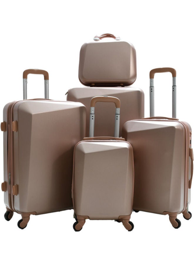 MORANO - 5-Piece Solid Pattern Luggage Trolley Set Rose Gold - Image 1