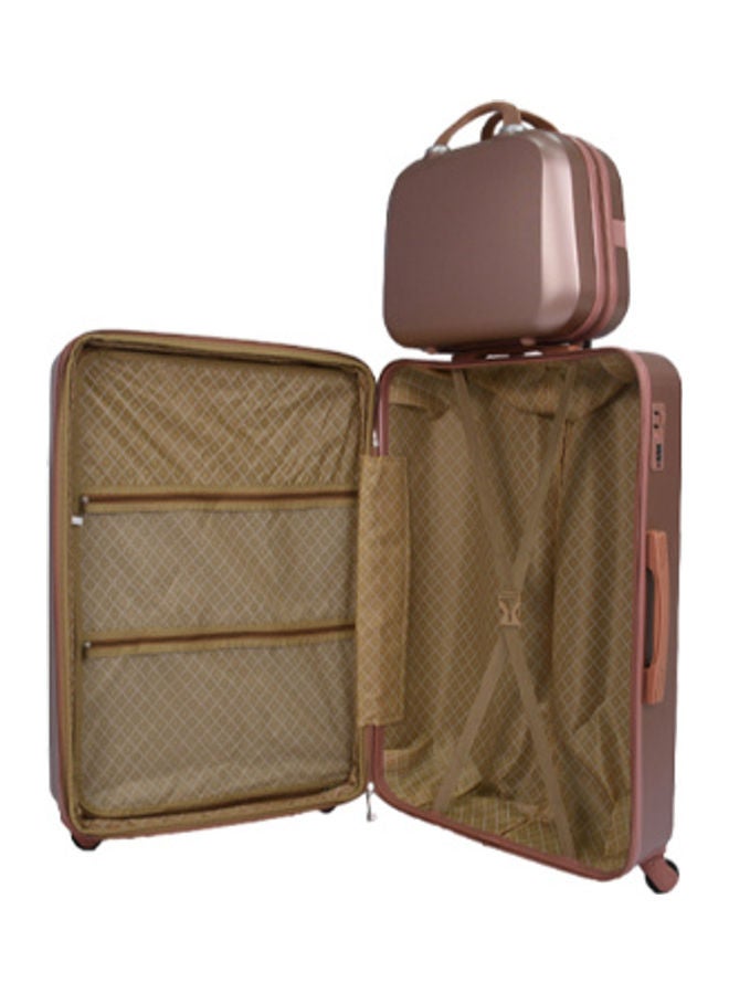 MORANO - 5-Piece Solid Pattern Luggage Trolley Set Rose Gold - Image 1