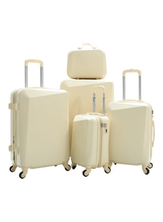5-Piece Solid Pattern Luggage Trolley Set Beige - v1631558222/N50840147A_1