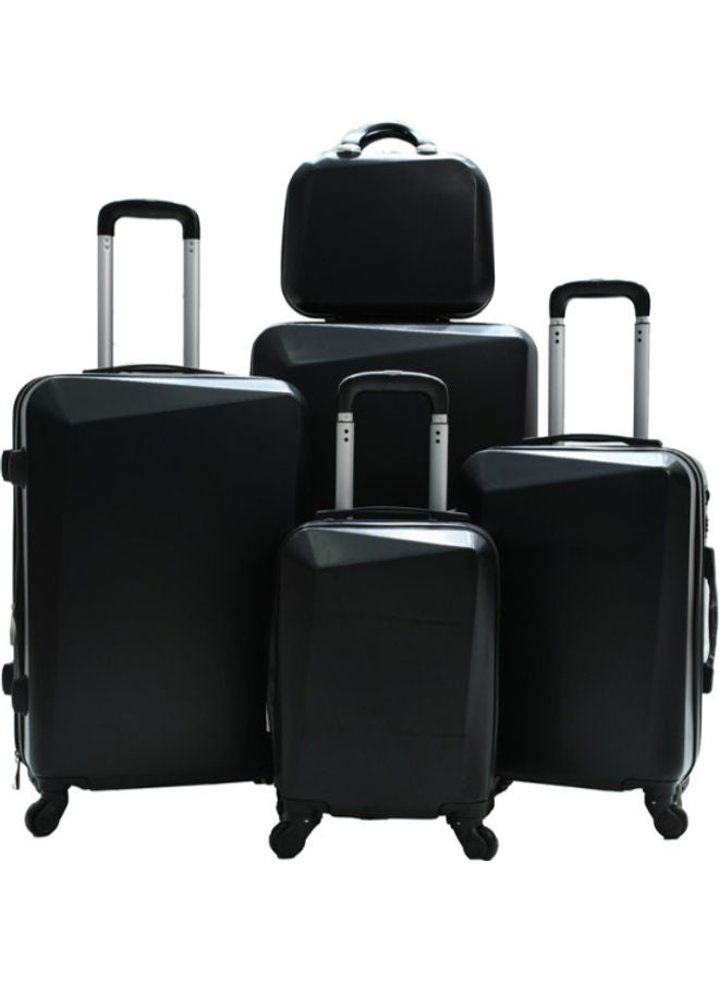 MORANO - 5-Piece Solid Pattern Luggage Trolley Set Black - Image 1