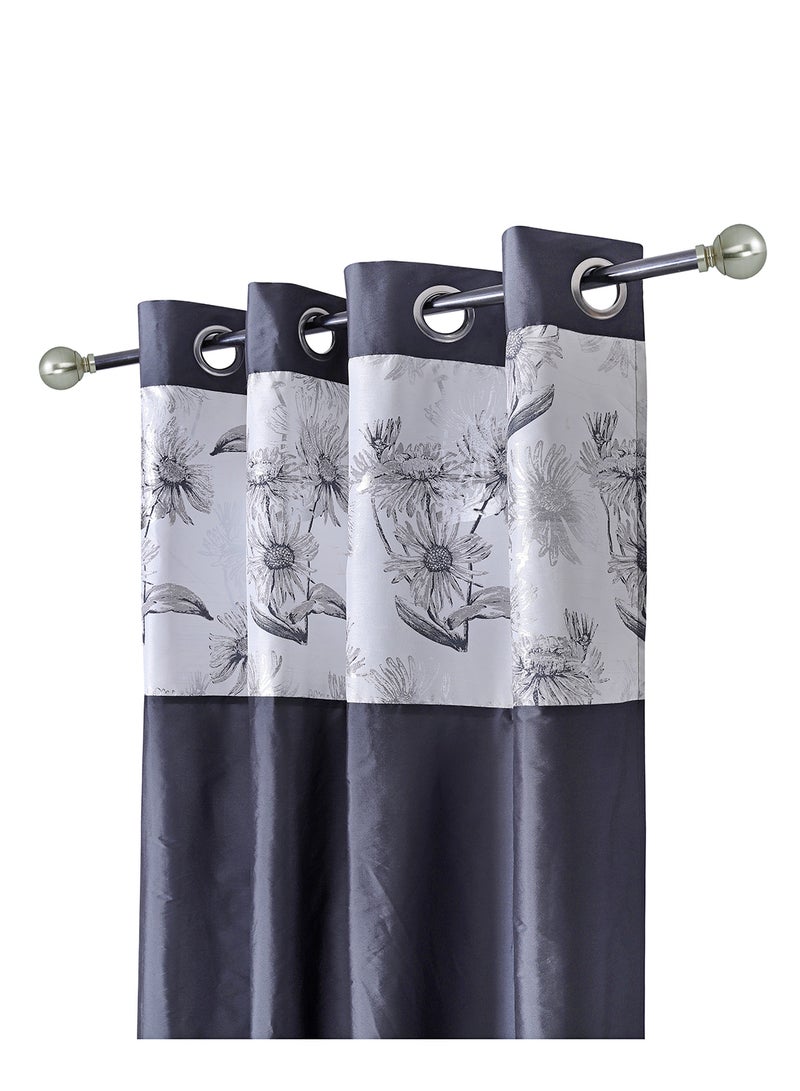 هوم تاون ستائر بطبعة ومصنوعة من البوليستر بنسبة 100% ومزودة بفتحات فضية من هوم تاون رمادي/ أبيض 135x240سم - Image 3