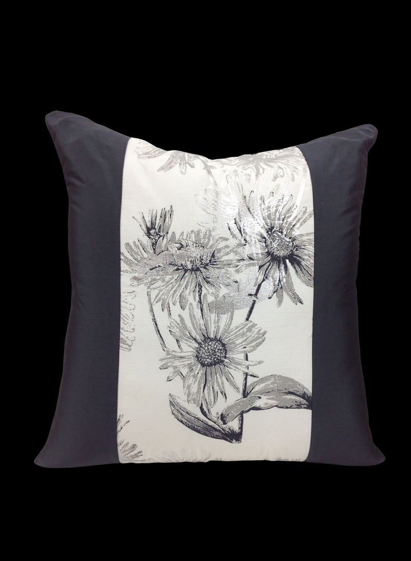 هوم تاون غطاء وسادة ديكور بحشوة وطبعة ومصنوع من البوليستر بنسبة 100% من هوم تاون رمادي داكن / أبيض 40x40سم - Image 3