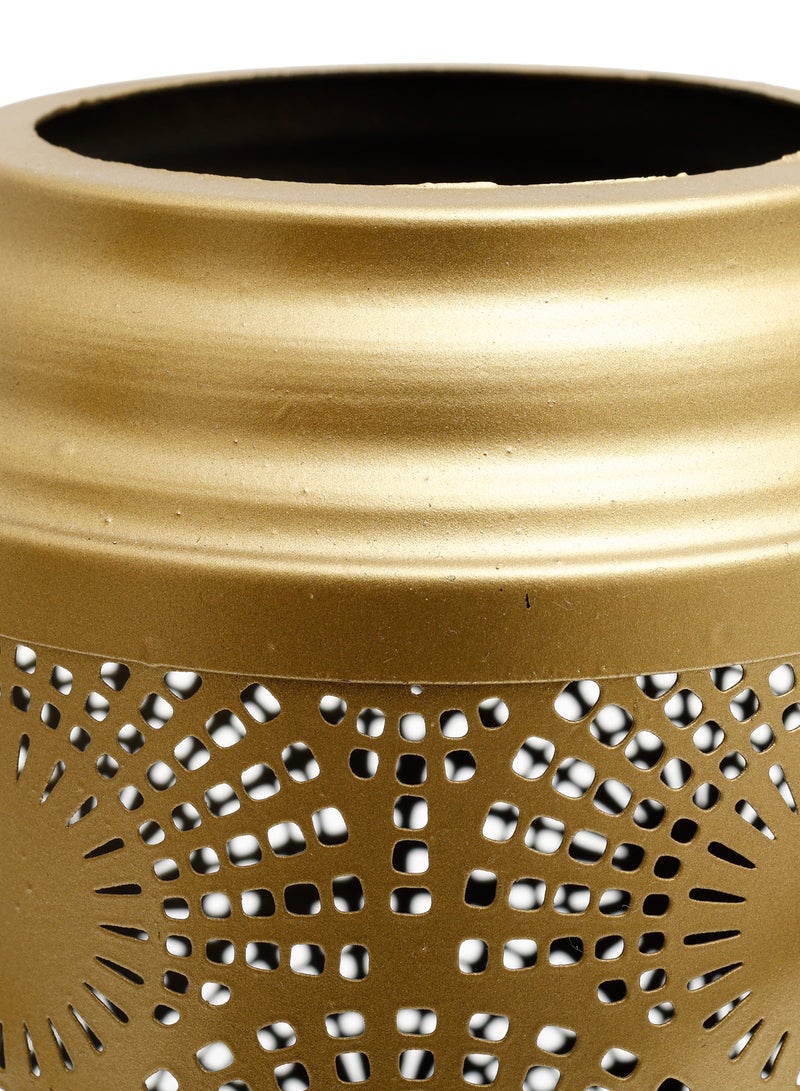 Hometown - Lantern Metal T-Light Medium Gold 24x12cm - Image 1