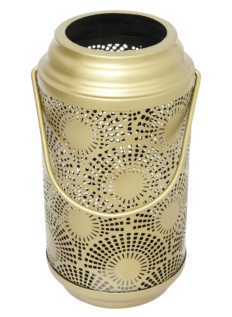 Hometown - Lantern Metal T-Light Medium Gold 24x12cm - Image 1
