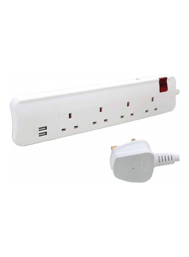 Legrand 4 Way+2USB Extension Cord - 698530 White 3meter