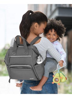 Diaper Bag Backpack Main Frame Large Capacity Wide Open Structure With Changing Pad And Stroller Attachement, Charcoal - v1631604819/N46961993A_10