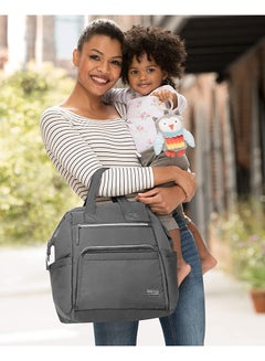 Diaper Bag Backpack Main Frame Large Capacity Wide Open Structure With Changing Pad And Stroller Attachement, Charcoal - v1631604819/N46961993A_9