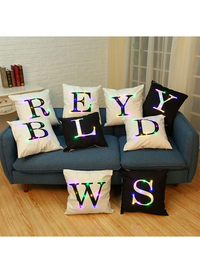 LED Light Up Letter Printed Throw Pillow Case White 45x45cm - Image 2