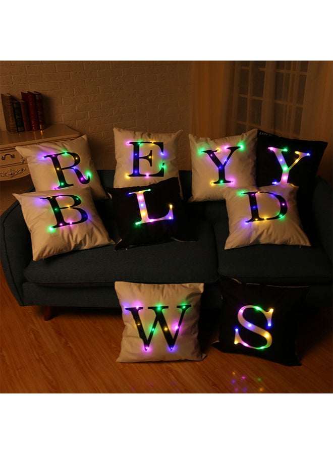 LED Light Up Letter Printed Throw Pillow Case White 45x45cm - Image 3