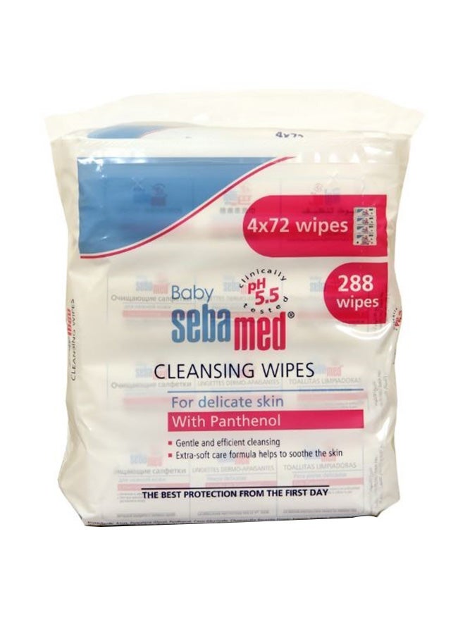 Cleansing Wet Baby Wipes for Delicate Skin, Pack Of 4, 72x4, 288 Count - v1631609737/N12832039A_1