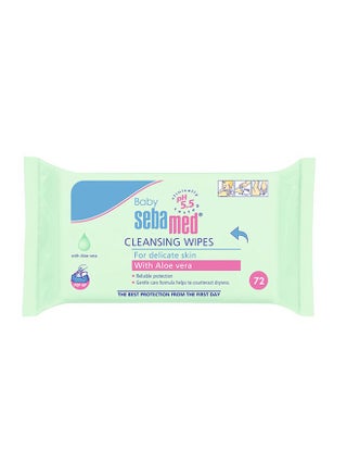 Baby Cleansing Wet Wipes With Aloe Vera For Delicate Skin, 72 Wipes - v1631609737/N28798893A_1