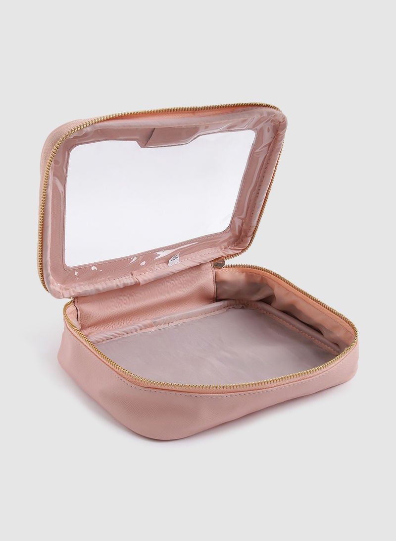 Aila Transparent Square Makeup Bag Hot Pink - Image 3