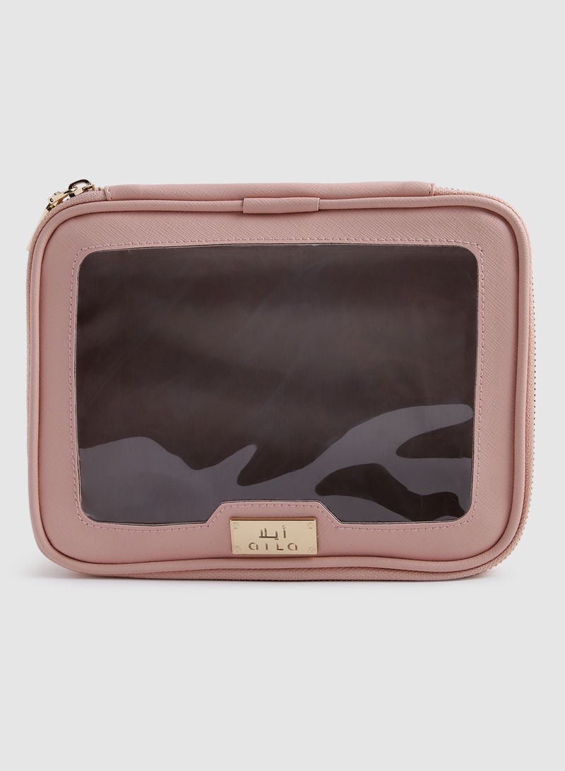 Aila Transparent Square Makeup Bag Hot Pink - Image 1