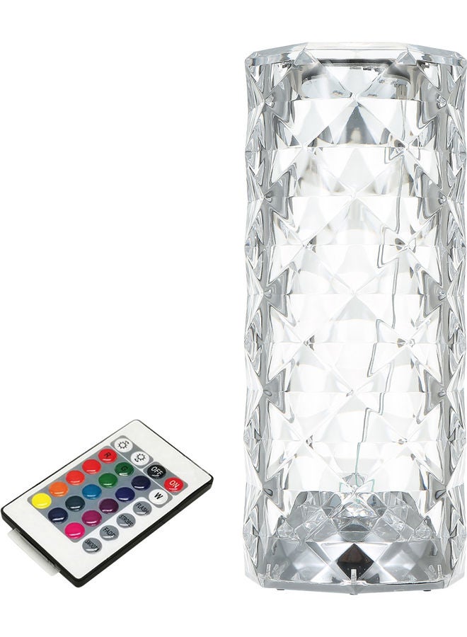 Crystal Acrylic Table Lamp with Remote White 25 x 12 x 12cm