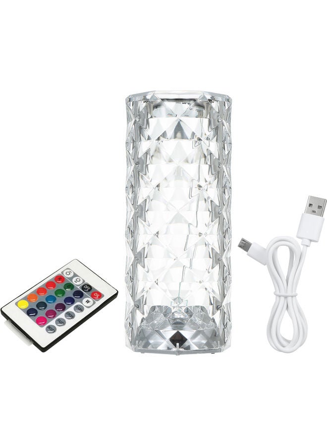 Crystal Acrylic Table Lamp with Remote White 25 x 12 x 12cm