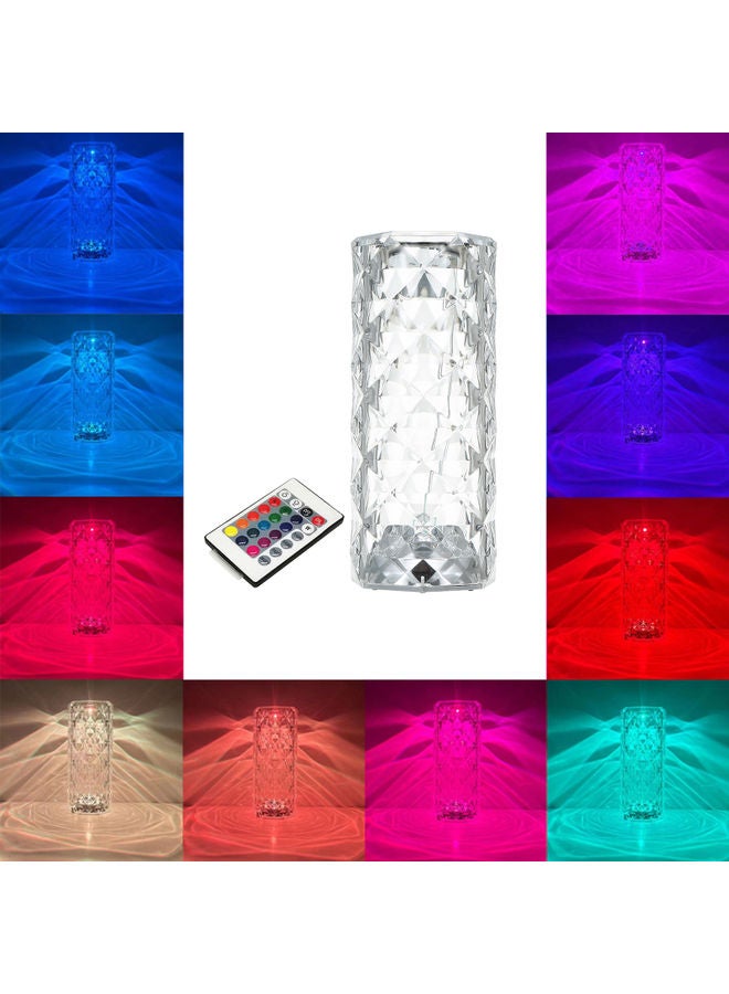 Crystal Acrylic Table Lamp with Remote White 25 x 12 x 12cm