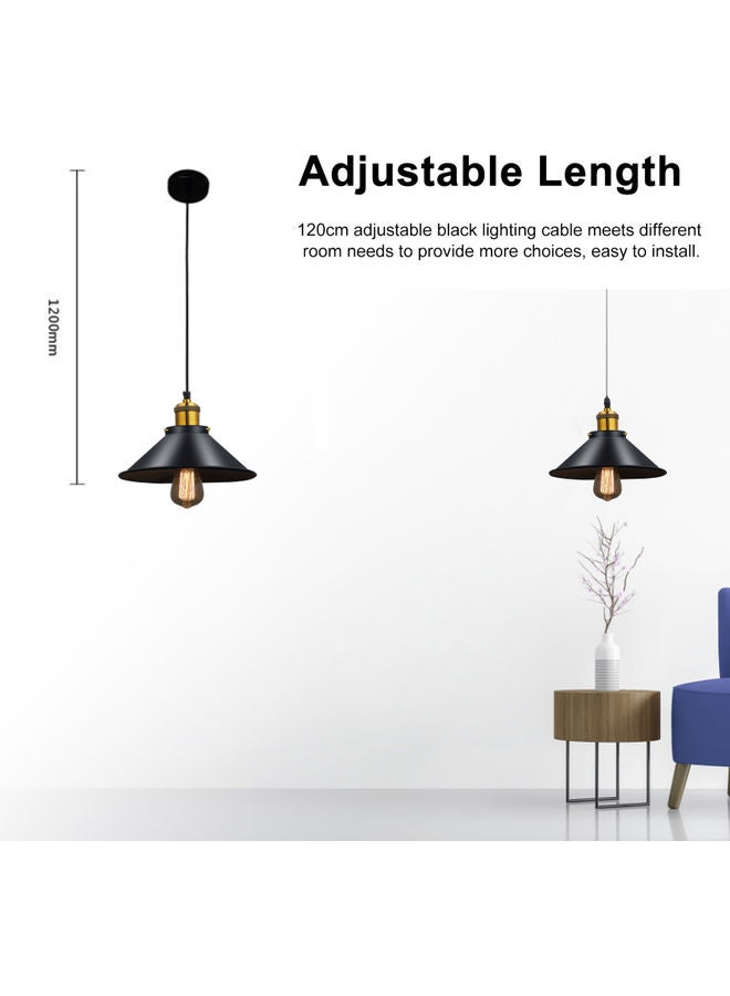 Retro Pendant Light Base Vintage Industrial Hanging Lamp Shade Black 27 x 15 x 27cm  - Image 4