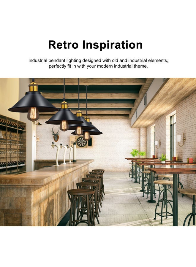Retro Pendant Light Base Vintage Industrial Hanging Lamp Shade Black 27 x 15 x 27cm  - Image 5