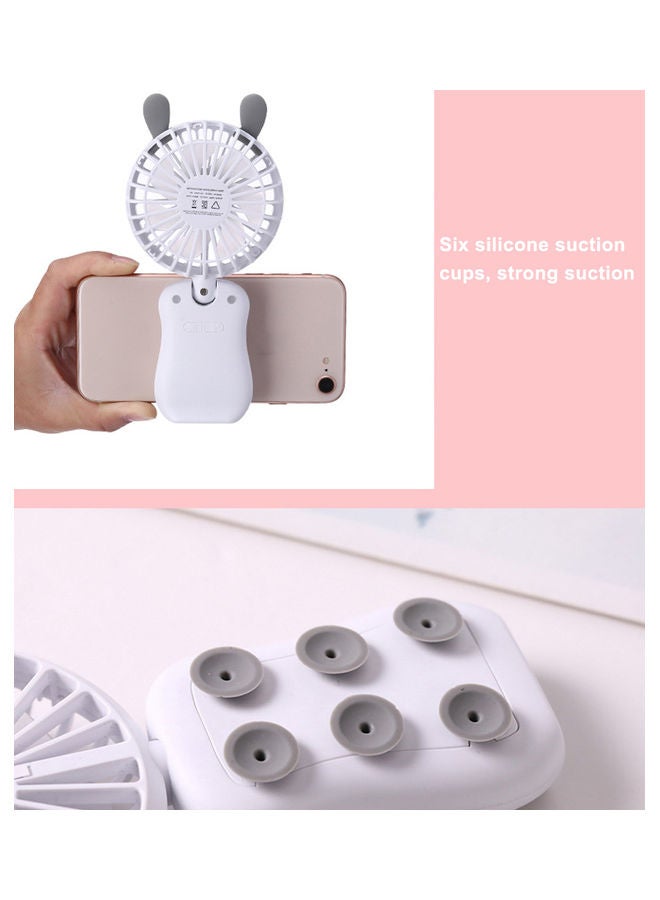 مروحة صغيرة محمولة قابلة للطي مزودة بمنفذ USB وإضاءة LED بتصميم رسومات كرتونية H24842W-2-LM أبيض/رمادي - Image 2