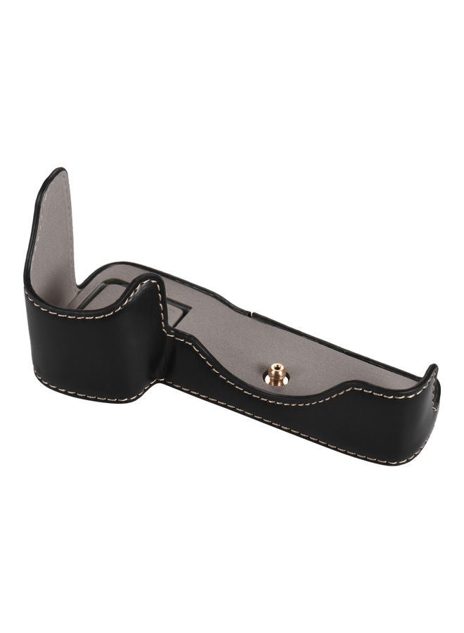 Premium PU Leather Camera Half Case Black  - Image 1