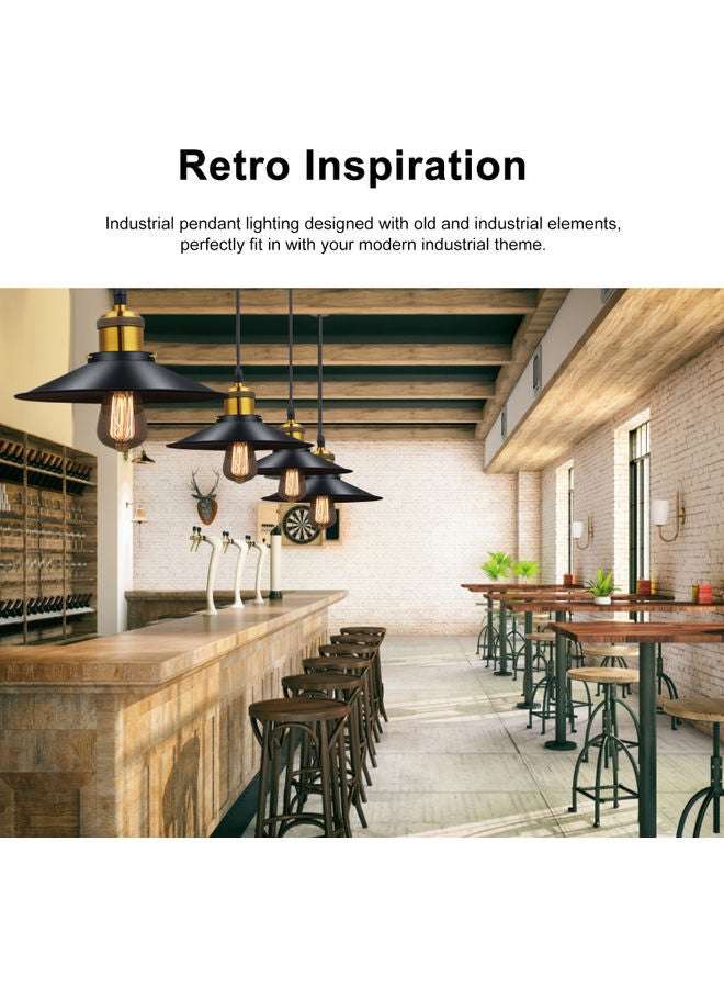 Base Hanging Lamp Retro Pendant Light Shade Black 23 x 15 x 23cm  - Image 3
