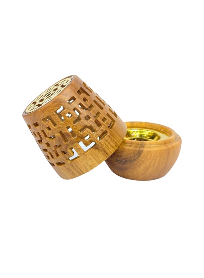 Incense Burner Charcoal Bakhoor Brown/Gold 10cm  - Image 4