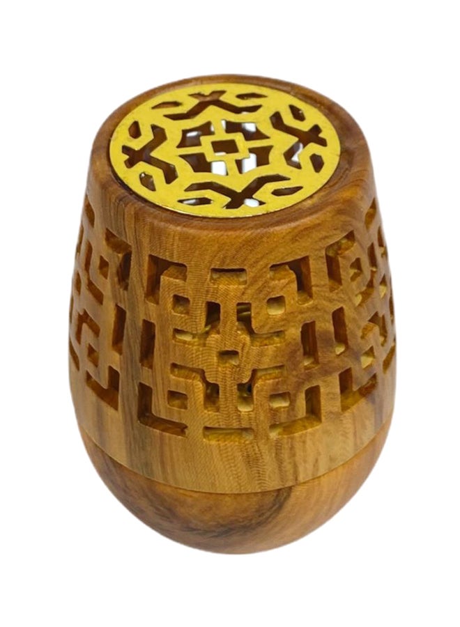 Incense Burner Charcoal Bakhoor Brown/Gold 10cm  - Image 2