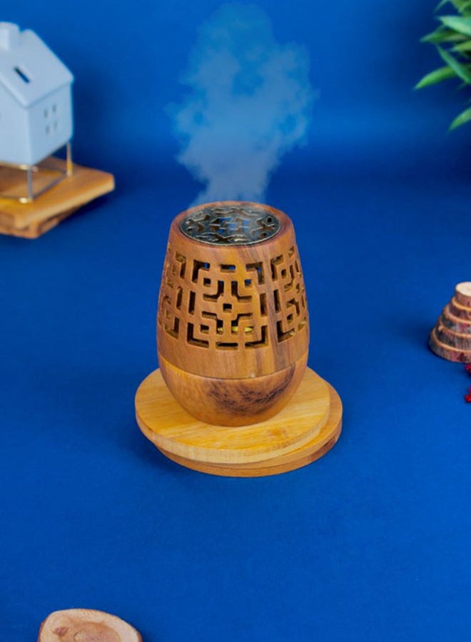 Incense Burner Charcoal Bakhoor Brown/Gold 10cm  - Image 3