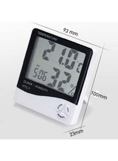 ماركة غير محددة مقياس حرارة رقمي متعدد الوظائف مخصص للأماكن الداخلية مزود بشاشة LCD وساعة منبه. أبيض 93 X 100 X 23مم  - Image 2