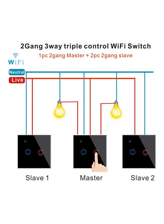 Generic 2-Way Wi-Fi Voice Control Smart Switch Black 9.50*8.00*9.50cm  - Image 2
