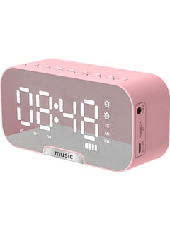 Multi-Functional Digital Mirror Surface Alarm Clock with BT Speaker & FM Radio Pink 6.8 X 13.9 X 4.5cm