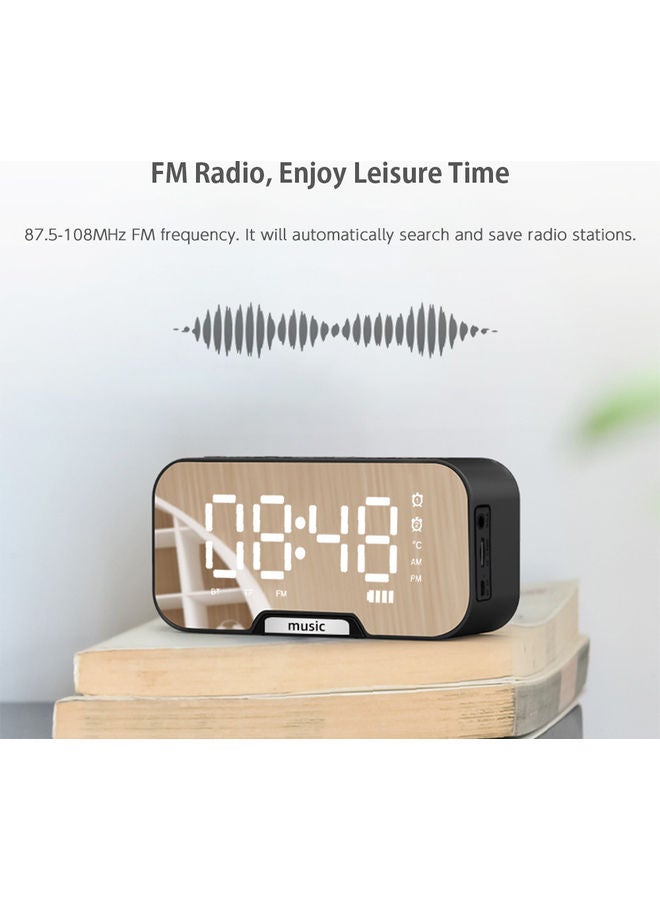 Generic - Multi-Functional Digital Mirror Surface Alarm Clock with BT Speaker & FM Radio Pink 6.8 X 13.9 X 4.5cm - Image 1