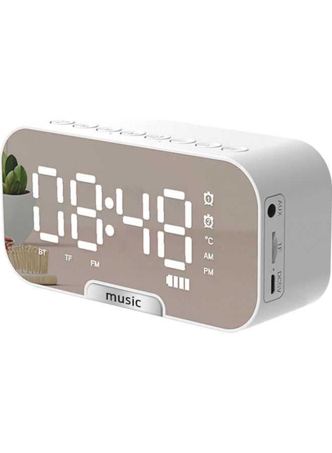 Generic - Multi-Functional Rechargeable Digital Mirror Surface Alarm Clock With BT Speaker And FM Radio White 6.8 X 13.9 X 4.5cm - Image 1