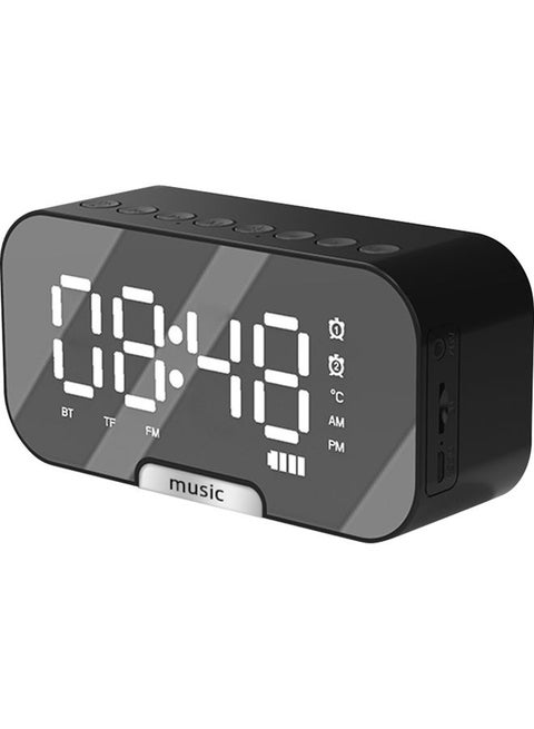 Multi-Functional Rechargeable Digital Mirror Surface Alarm Clock with BT Speaker & FM Radio Black 6.8 X 13.9 X 4.5cm