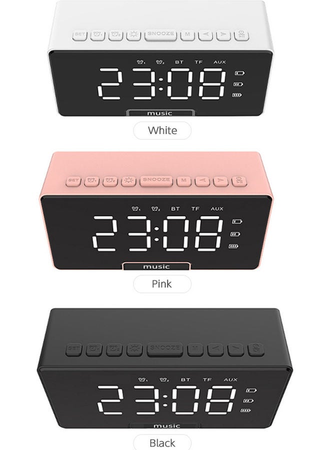 Multi-Functional Rechargeable Digital Mirror Surface Alarm Clock & BT Speaker with LCD Screen White 2.4 X 4.9 X 1.6cm - Image 4