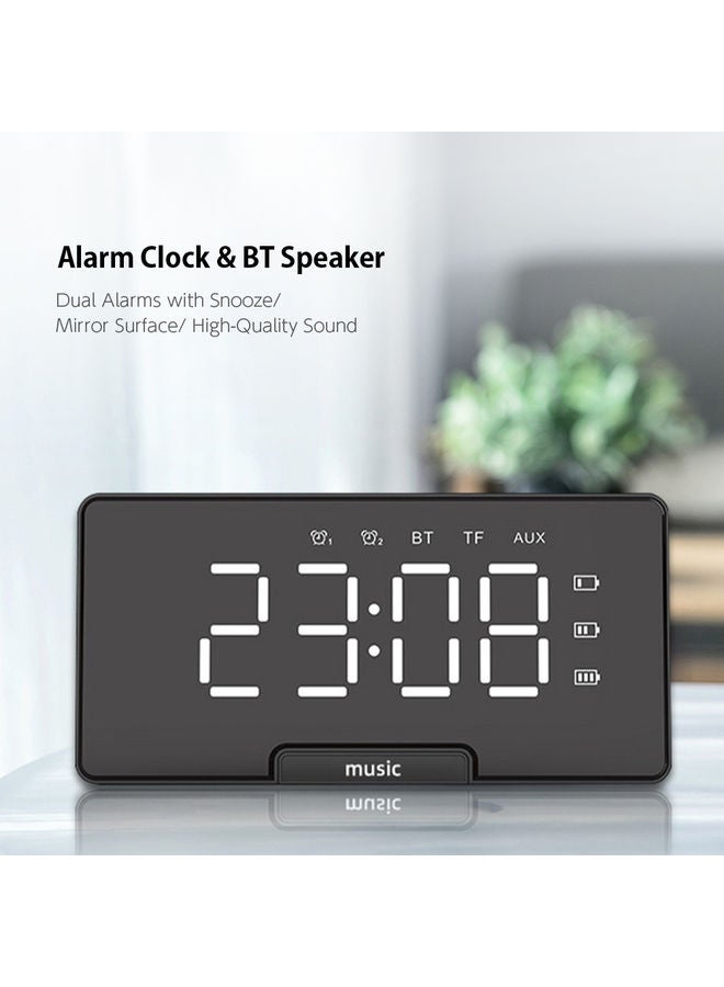 Multi-Functional Rechargeable Digital Mirror Surface Alarm Clock & BT Speaker with LCD Screen Black 2.4 X 4.9 X 1.6cm - Image 2