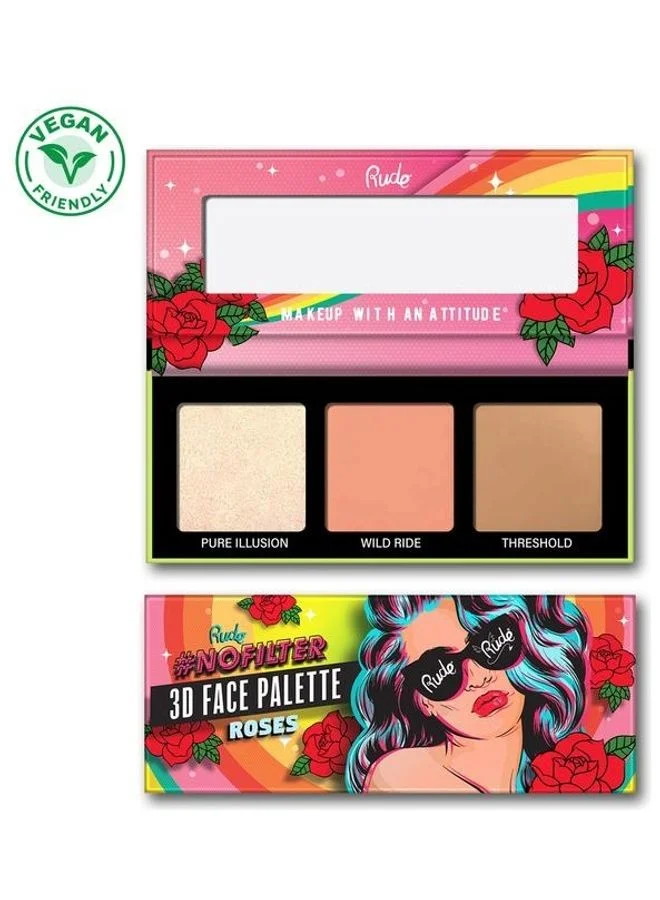 Rude NoFilter 3D Face Palette Roses