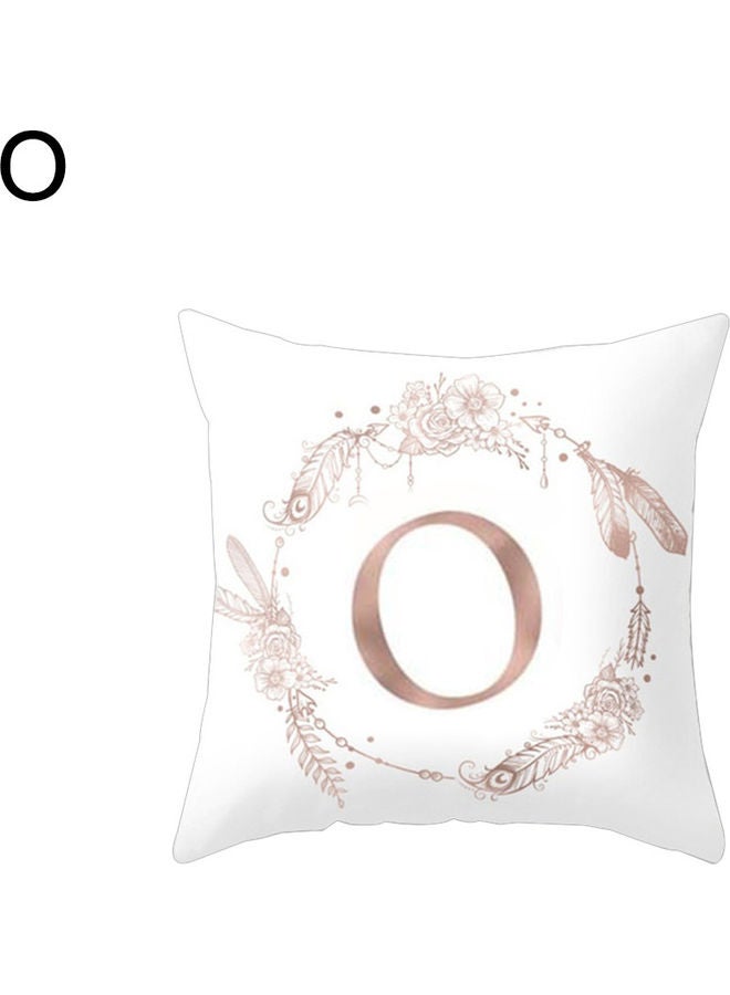 Flower Floral Letter O Printe  Throw Pillow Case  Cushion Cover White/Pink 45x45cm - Image 1