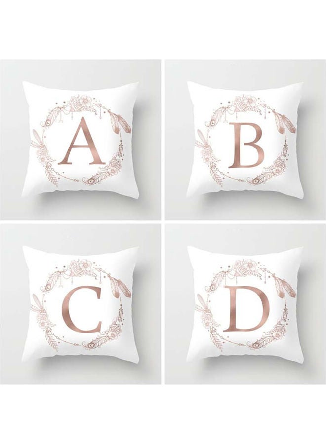 Flower Floral Letter O Printe  Throw Pillow Case  Cushion Cover White/Pink 45x45cm - Image 3