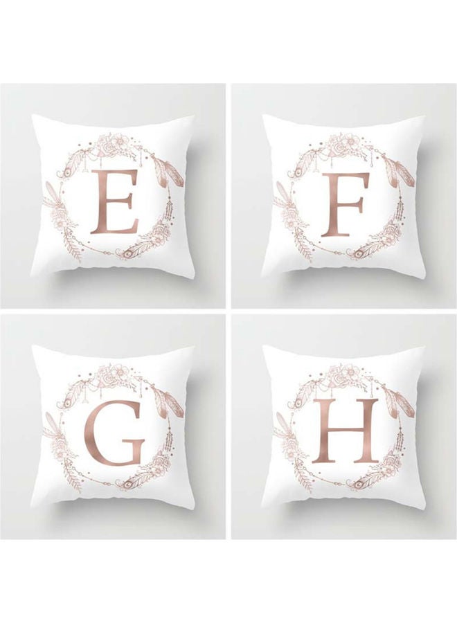 Flower Floral Letter O Printe  Throw Pillow Case  Cushion Cover White/Pink 45x45cm - Image 4