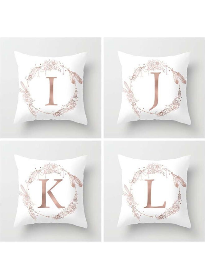 Flower Floral Letter O Printe  Throw Pillow Case  Cushion Cover White/Pink 45x45cm - Image 5