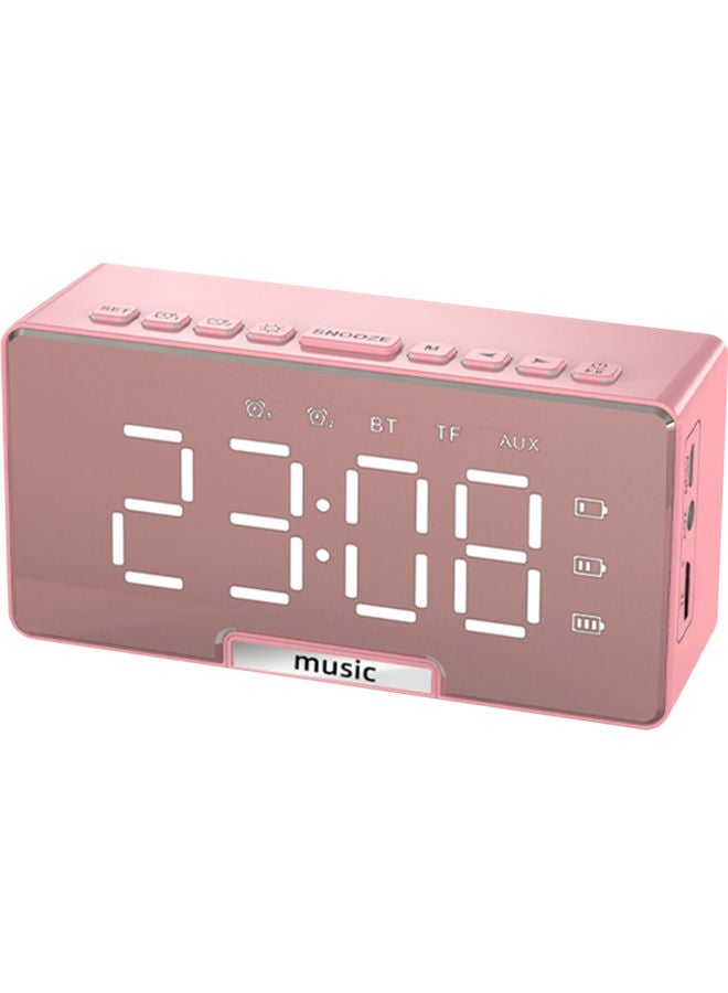 Multi-Functional Rechargeable Digital Mirror Surface Alarm Clock & BT Speaker with LCD Screen Pink 2.4 X 4.9 X 1.6cm - Image 1