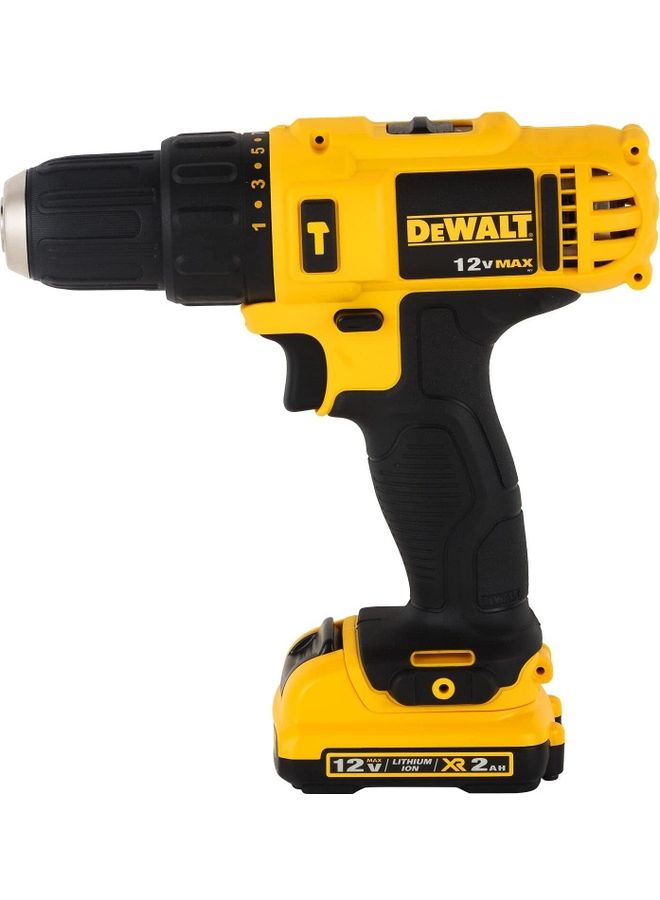 DEWALT - Cordless Hammer Drill, 10.8V, 10mm, 2 x 2 Ah Li-Ion Batteries + 109 Pieces Mixed Accessories Drilling & Driving Set DCD716D2EBIT-B5 Yellow/Black - Image 1