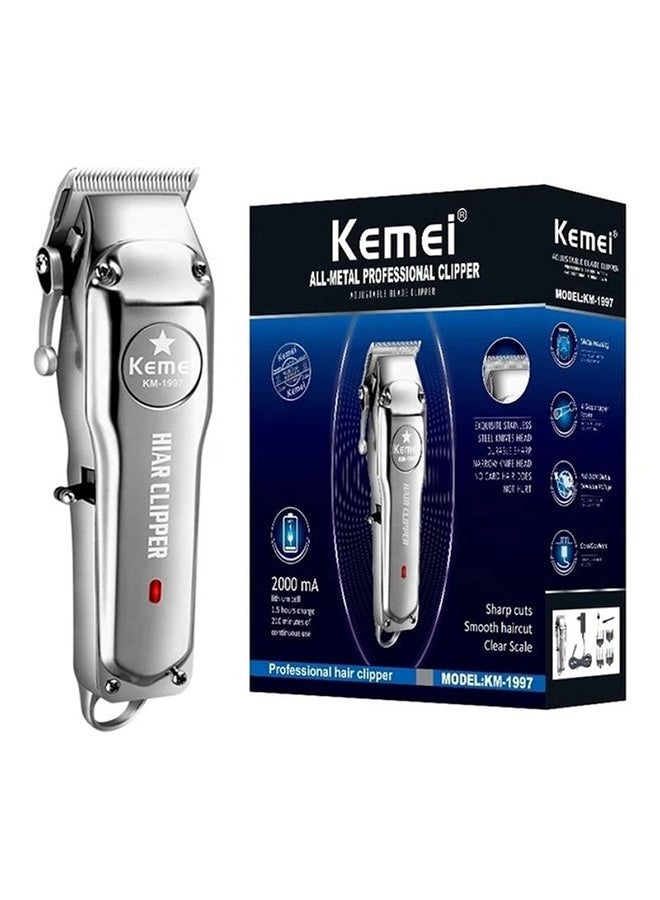 Kemei Metal Professional Cordless Clipper Silver 20cm - Image 2