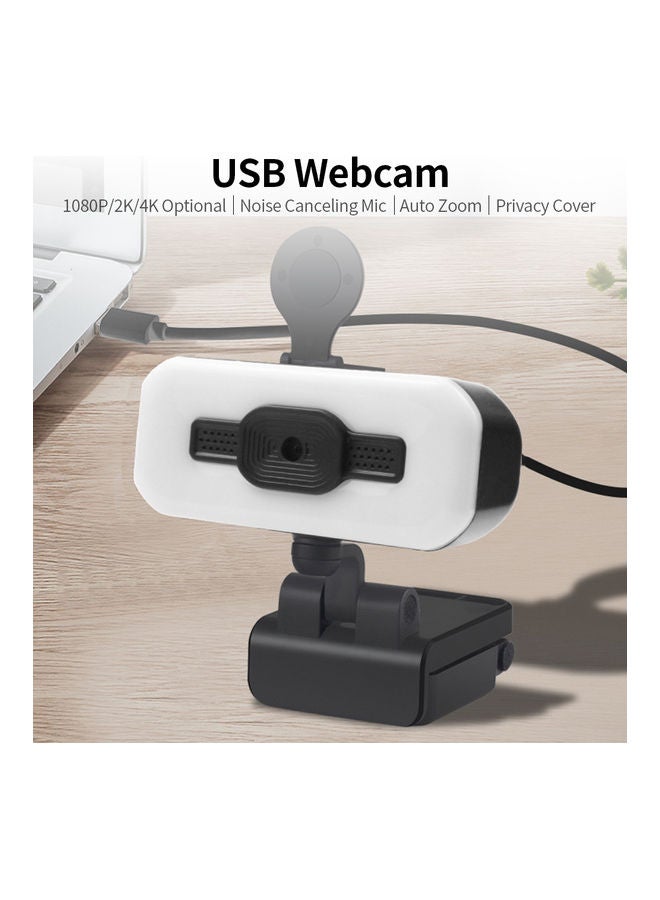 Silicone 1080P USB Webcam with Noise Canceling Omnidirectional White/Black  - Image 4