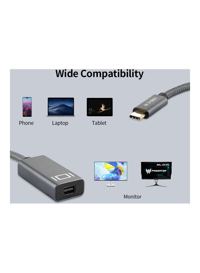 USB3.1 Type-C Male to Mini DP Female Cable Grey - Image 2